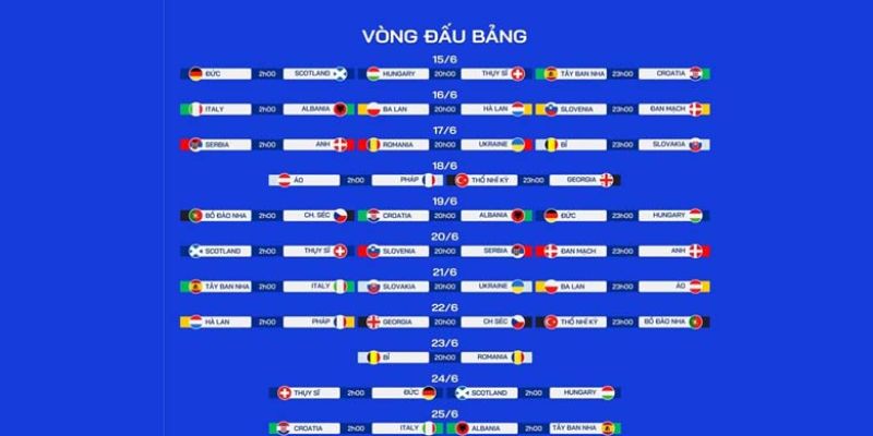 Lịch thi đấu đồng bộ vòng đấu quốc tế